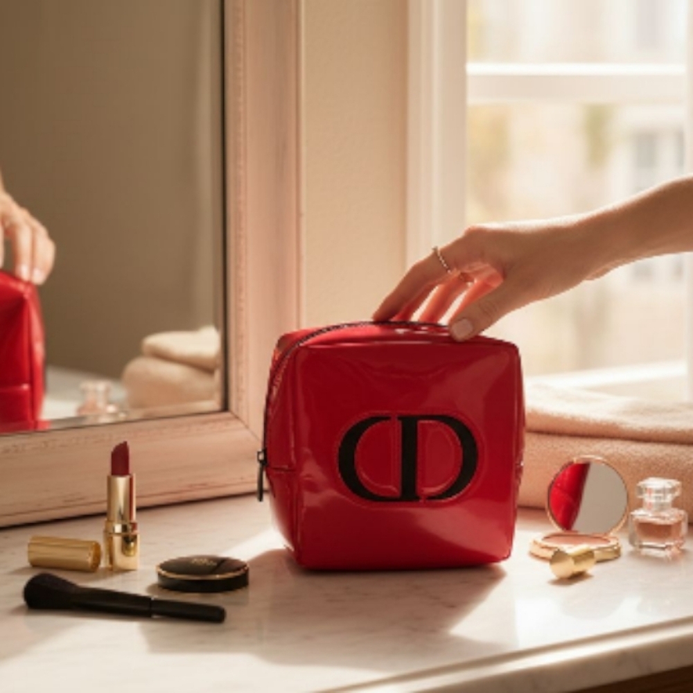 Dior Red and Black Cosmetic Bag